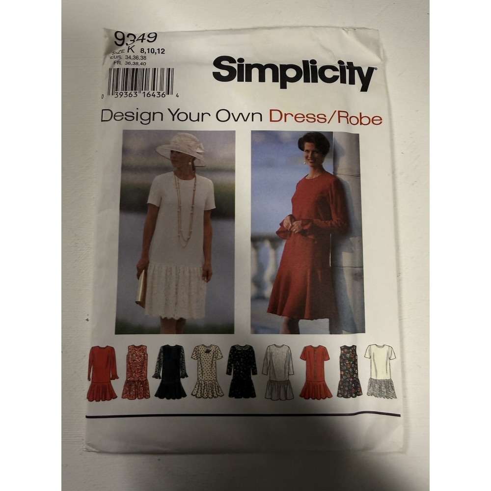 Vtg Simplicity 9352 Size 8, 10, 12 Dress Pattern 1995 New Uncut